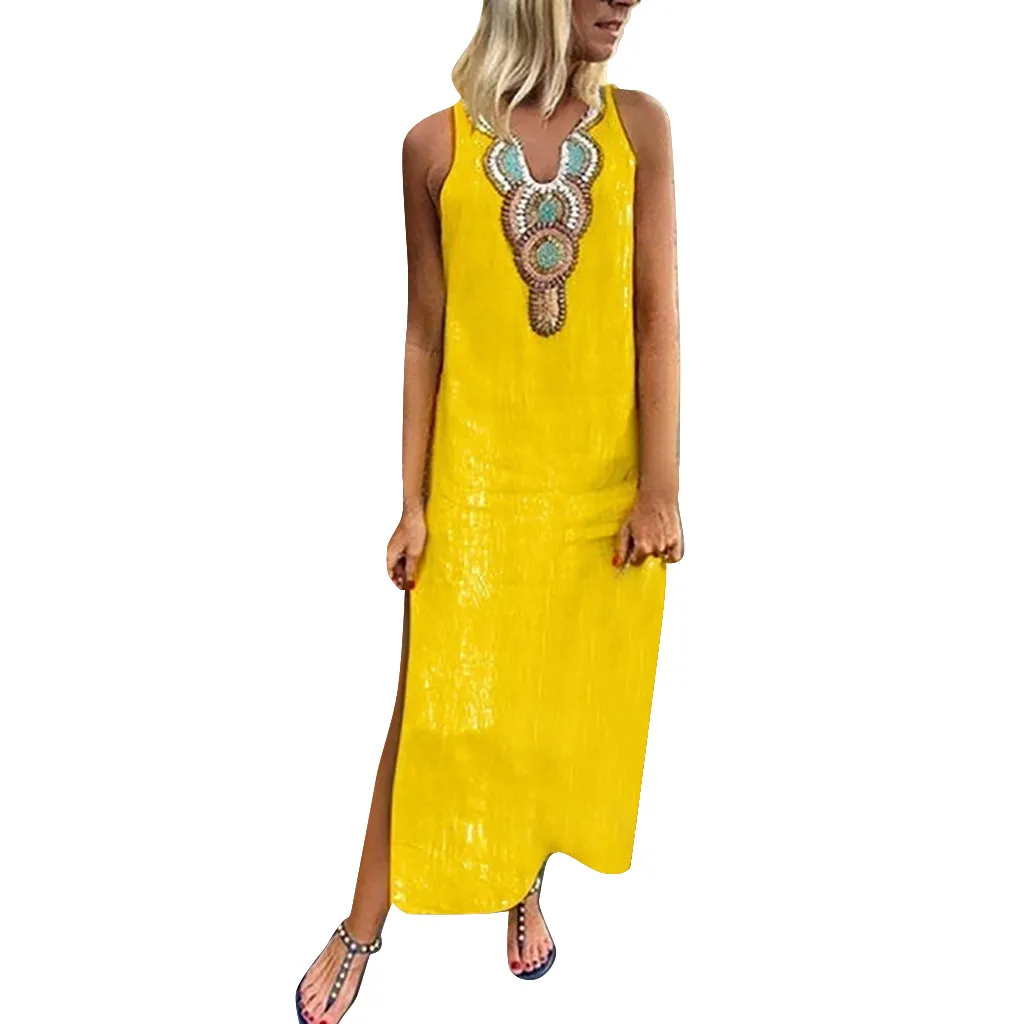 2019 Summer Fashion Women’s Sexy Printed Sleeveless V-neck Loose Maxi Dress XXL Split Hem Baggy Kaftan Long Dress Freeship N4
2019 Summer Fashion Women’s Sexy Printed Sleeveless V-neck Loose Maxi Dress XXL Split Hem Baggy Kaftan Long Dress Freeship N4