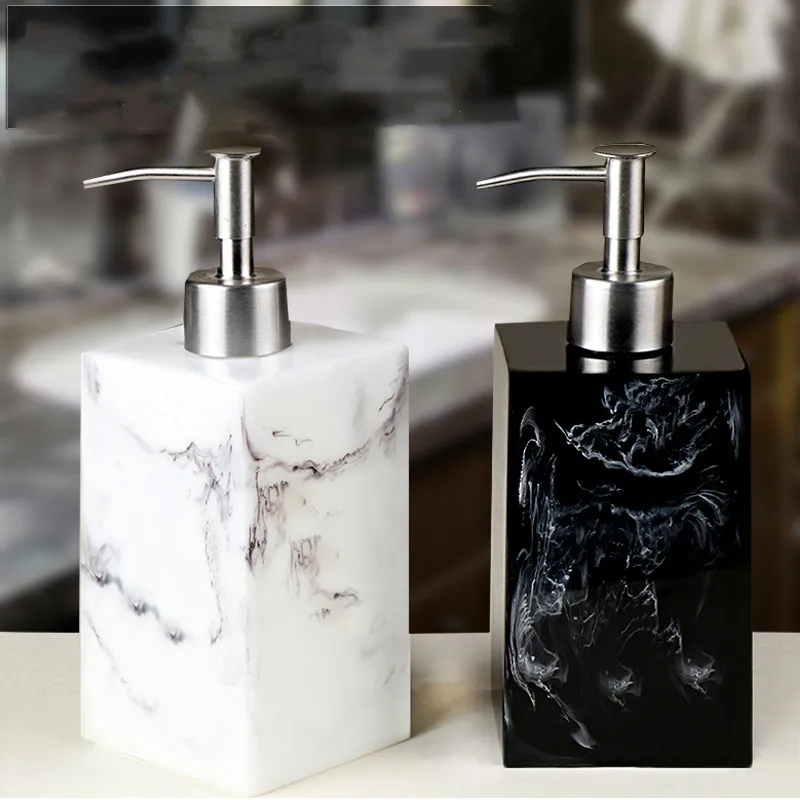 

400/500ml Creative Resin Dispenser Marble Texture Hand Sanitizer Bottle Hotel Soap Preser Shampoo Shower Gel Empty Bottle Gift