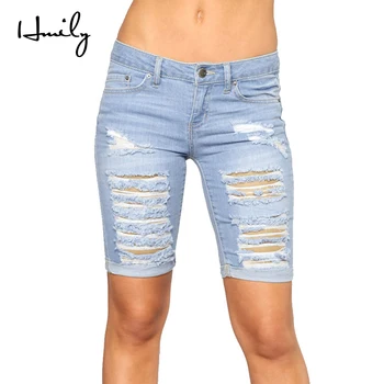 HMILY Women Short Jeans Hole Destroyed Summer Ripped Denim Shorts Zipper Fly Mid Waist Pencil Short Pants Casual Streetwear
HMILY Women Short Jeans Hole Destroyed Summer Ripped Denim Shorts Zipper Fly Mid Waist Pencil Short Pants Casual Streetwear