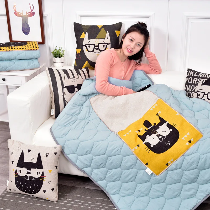 Fashion Cartoon Cat Washed Cotton Dual Purpose Car Pillow Quilt Multifunctional Pillow Gift Customized 2 in 1 Cushion Blanket
Fashion Cartoon Cat Washed Cotton Dual Purpose Car Pillow Quilt Multifunctional Pillow Gift Customized 2 in 1 Cushion Blanket