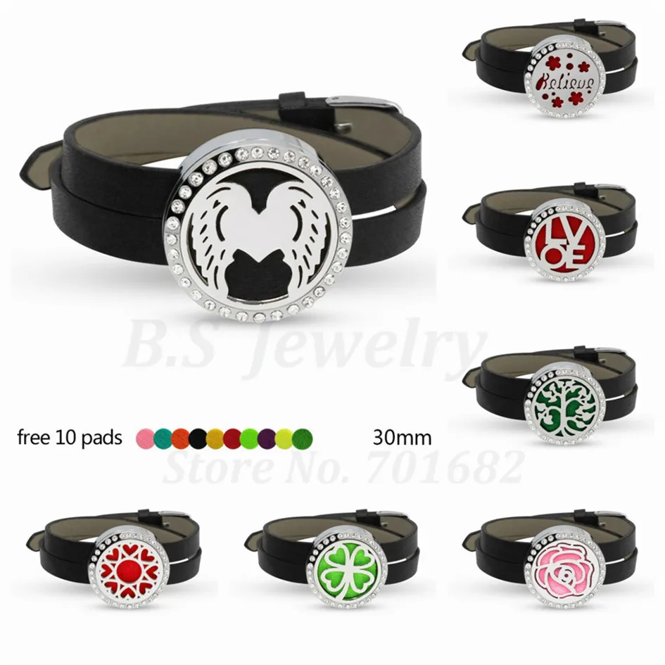 30mm aromatherapy Wing/Rose/love/Hearts Bracelet stainless steel essential oil diffuser Leather bracelet free 10pads
30mm aromatherapy Wing/Rose/love/Hearts Bracelet stainless steel essential oil diffuser Leather bracelet free 10pads