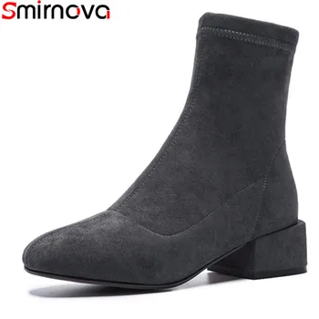 Smirnova NEW 2018 arrival fashion suede leather boots round toe solid ankle boots for women gray black classic ladies footwear
Smirnova NEW 2018 arrival fashion suede leather boots round toe solid ankle boots for women gray black classic ladies footwear