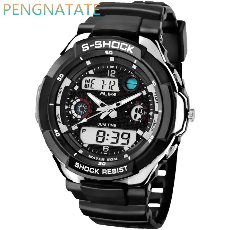 ALIKE Men Waterproof Sports Watches Quality Brand Digital Analog Alarm Military Watch Relogio Masculino Digital Watch PENGNATATE
ALIKE Men Waterproof Sports Watches Quality Brand Digital Analog Alarm Military Watch Relogio Masculino Digital Watch PENGNATATE