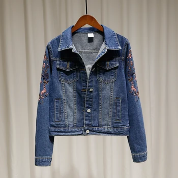 2019 Women Autumn And Winter embroidery Floral Denim Jacket Coats Single Breasted Turn-down Collar Jeans Jacket Outwears
2019 Women Autumn And Winter embroidery Floral Denim Jacket Coats Single Breasted Turn-down Collar Jeans Jacket Outwears