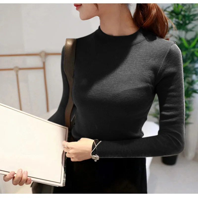 Autumn Winter Women Pullovers Sweater Knitted Elasticity Jumper Slim Half Turtleneck Warm Female White Black Sweaters Tops Femme
Autumn Winter Women Pullovers Sweater Knitted Elasticity Jumper Slim Half Turtleneck Warm Female White Black Sweaters Tops Femme