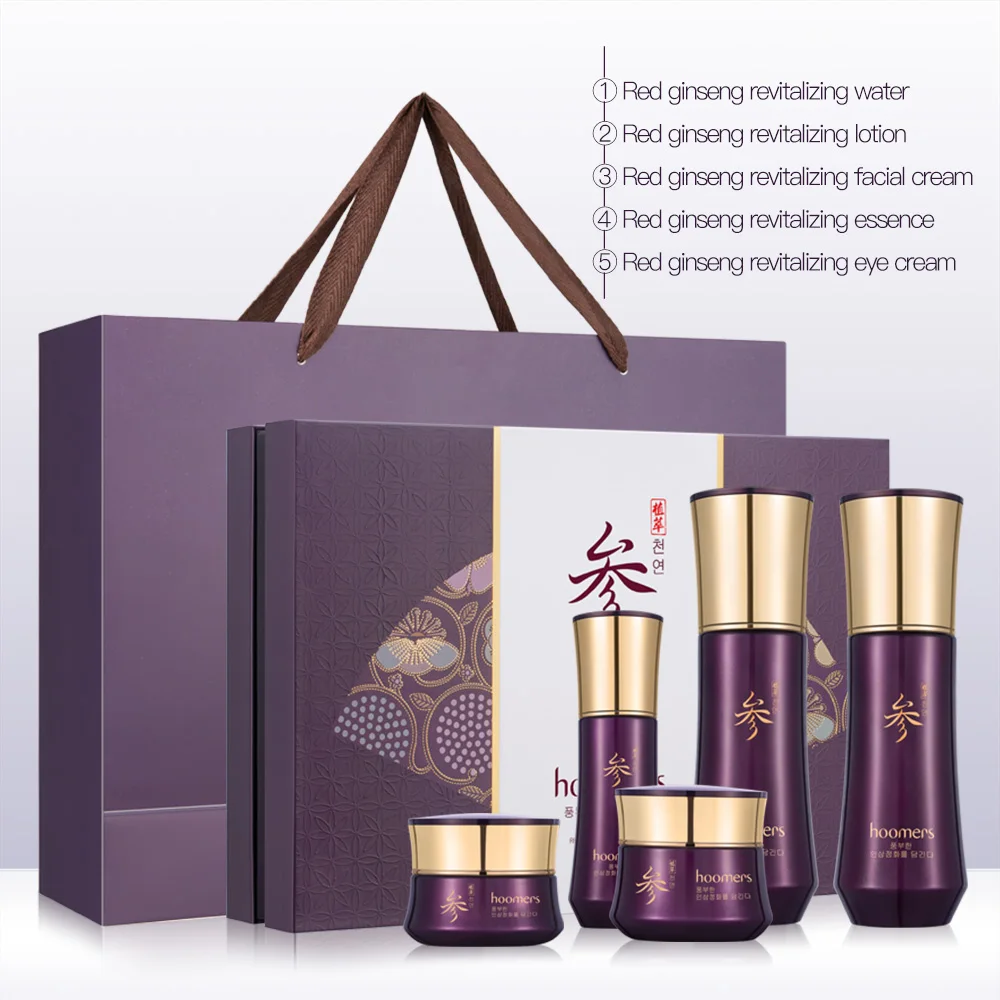 5 Pcs Red ginseng Face Skin Care Set Toner/Lotion/Day Cream/ Essence/ Eye Cream Anti Aging Repair Whitening Nursing Facial Set
5 Pcs Red ginseng Face Skin Care Set Toner/Lotion/Day Cream/ Essence/ Eye Cream Anti Aging Repair Whitening Nursing Facial Set