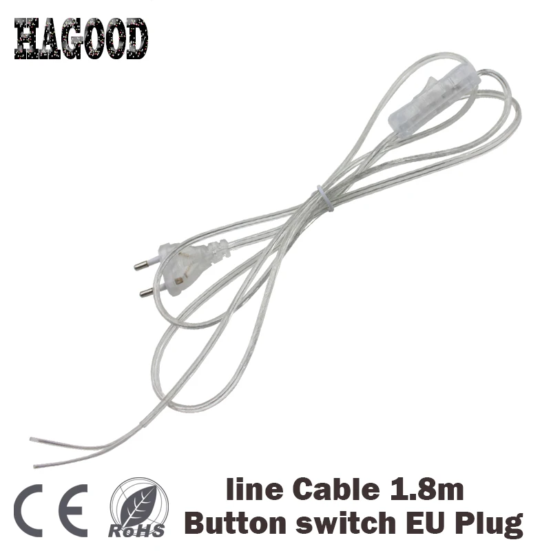 1.8m On Off Power Cord For LED Lamp with Button switch EU/US Plug Light Switching Transparent Wire Extension 0,75mm2 line Cable
1.8m On Off Power Cord For LED Lamp with Button switch EU/US Plug Light Switching Transparent Wire Extension 0,75mm2 line Cable