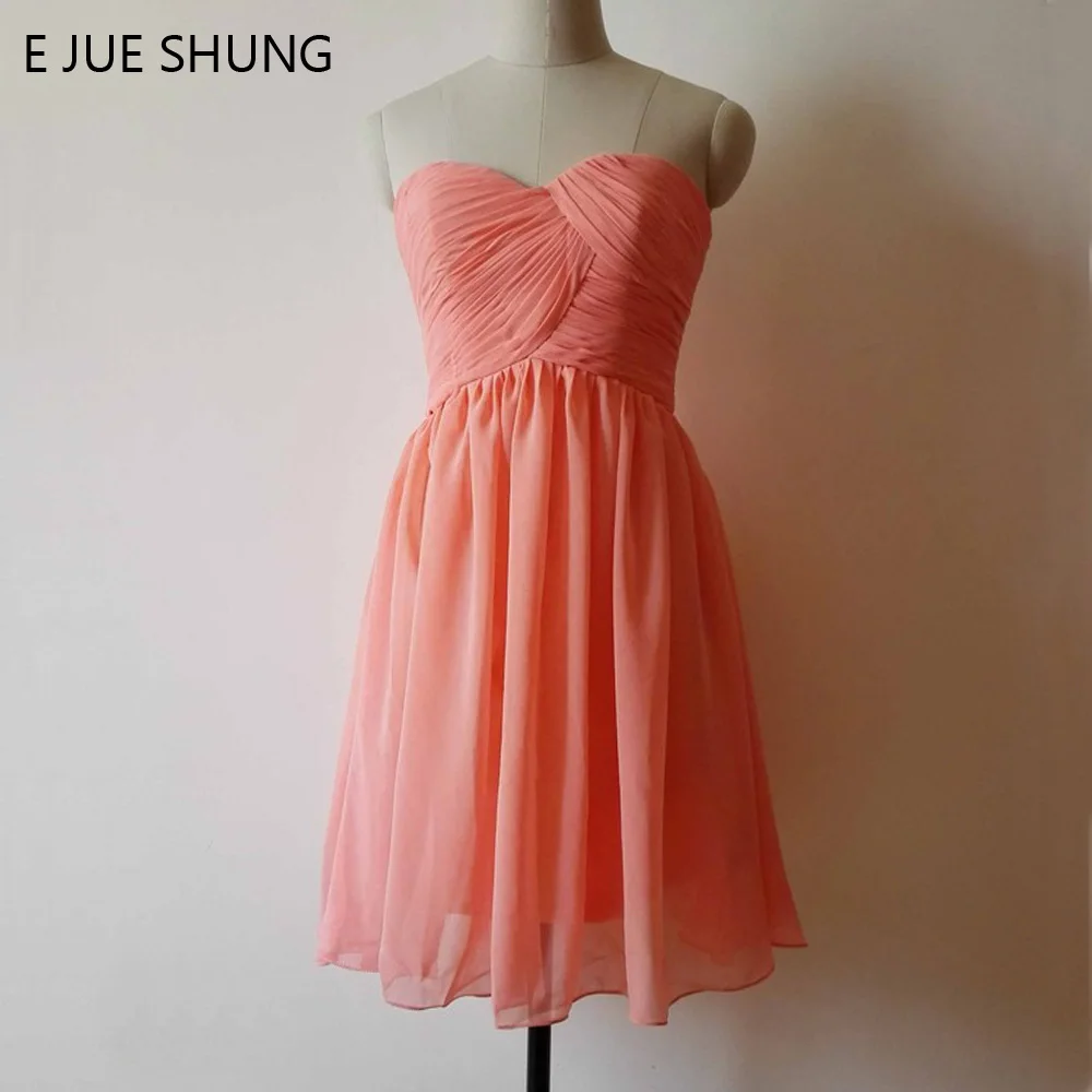 E JUE SHUNG Chiffon Sweetheart Coral Short Bridesmaid Dresses 2017 A-line Cheap Wedding Party Dresses
E JUE SHUNG Chiffon Sweetheart Coral Short Bridesmaid Dresses 2017 A-line Cheap Wedding Party Dresses