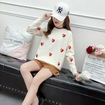Spring Autumn Knitted Sweater Fashion Women Casual Pullover Jumper O-Neck Outwear Heart Shape Female Pull Sweaters
Spring Autumn Knitted Sweater Fashion Women Casual Pullover Jumper O-Neck Outwear Heart Shape Female Pull Sweaters