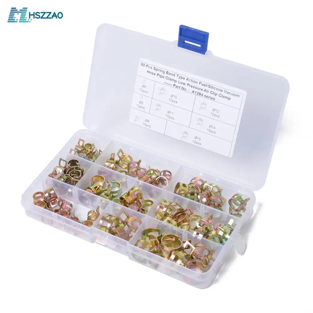 80 pcs 6-15mm 8 Size Car Spring Clip Fuel Line Hose Clip Water Pipe Air Tube Clamp Fastener Auto Accessories
80 pcs 6-15mm 8 Size Car Spring Clip Fuel Line Hose Clip Water Pipe Air Tube Clamp Fastener Auto Accessories
