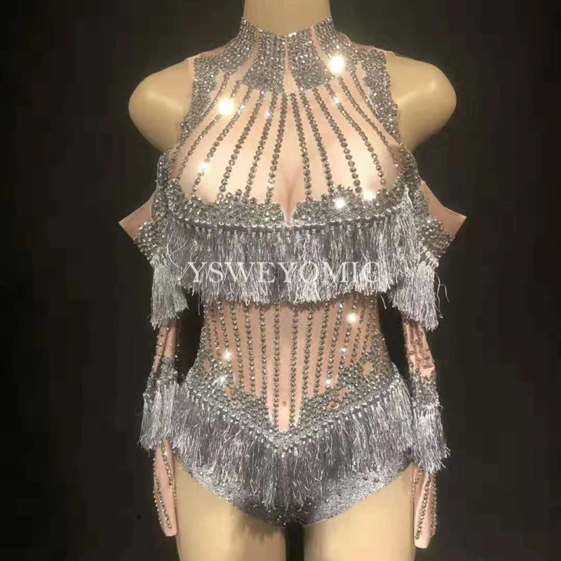 Sparkly Crystals Tassel Leotard Dance Costume grey Rhinestones Outfit Birthday Silver Diamonds Bodysuit Performance Wear
Sparkly Crystals Tassel Leotard Dance Costume grey Rhinestones Outfit Birthday Silver Diamonds Bodysuit Performance Wear