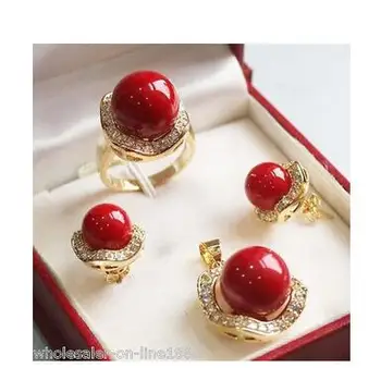 Wholesale wonderful 10mm &14mm Coral Red South sea Shell Pearl Earrings Ring Necklace Pendant Set Crystal Women Wedding
Wholesale wonderful 10mm &14mm Coral Red South sea Shell Pearl Earrings Ring Necklace Pendant Set Crystal Women Wedding