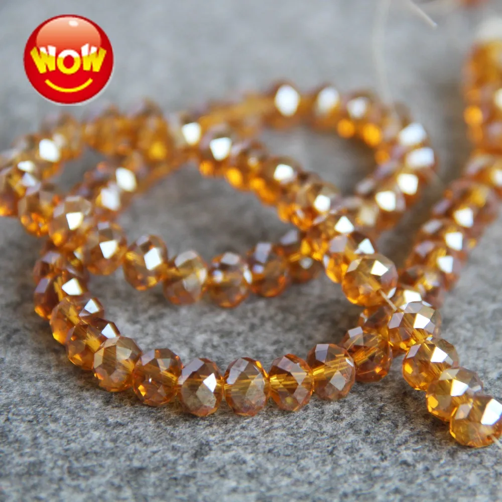 New For Bracelet 6*8mm Faceted AB+ Gold-Color Glass Crystal Beads Stone Loose 15inch DIY Fashion Jewelry Making Design | Украшения и