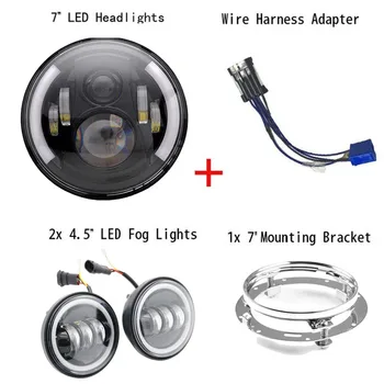 DOT E9 7 inch LED Headlight with 4.5 inch Led Fog Light For Harley Davidson Motorcycle with 7" Bracket Adapter Ring
DOT E9 7 inch LED Headlight with 4.5 inch Led Fog Light For Harley Davidson Motorcycle with 7" Bracket Adapter Ring