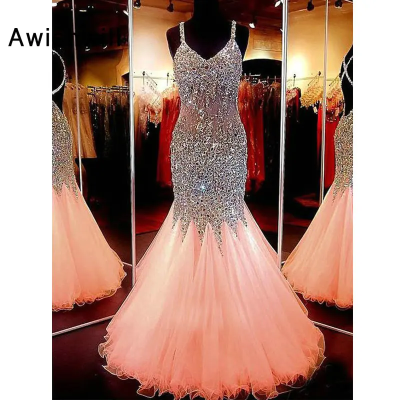 Stunning Mermaid Long Prom Dresses 2019 Sexy Backless Formal Evening Dress Beadings Tulle Spaghetti Strap Women Party Gown
Stunning Mermaid Long Prom Dresses 2019 Sexy Backless Formal Evening Dress Beadings Tulle Spaghetti Strap Women Party Gown