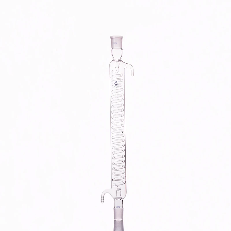 Format serpentine condenser,Spiral condensation length 700mm,Condenser Graham with fused inner tube,standard ground mouth 29/32
Format serpentine condenser,Spiral condensation length 700mm,Condenser Graham with fused inner tube,standard ground mouth 29/32