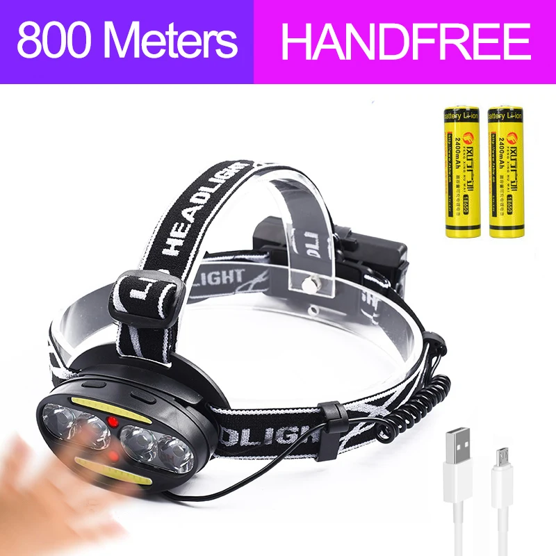 LED Light Head Lamp 4*T6 2*COB LED Headlamp Headlight Flashlight Sensor 50000lm 18650 Rechargeable USB Torch Fishing Led Lantern
LED Light Head Lamp 4*T6 2*COB LED Headlamp Headlight Flashlight Sensor 50000lm 18650 Rechargeable USB Torch Fishing Led Lantern