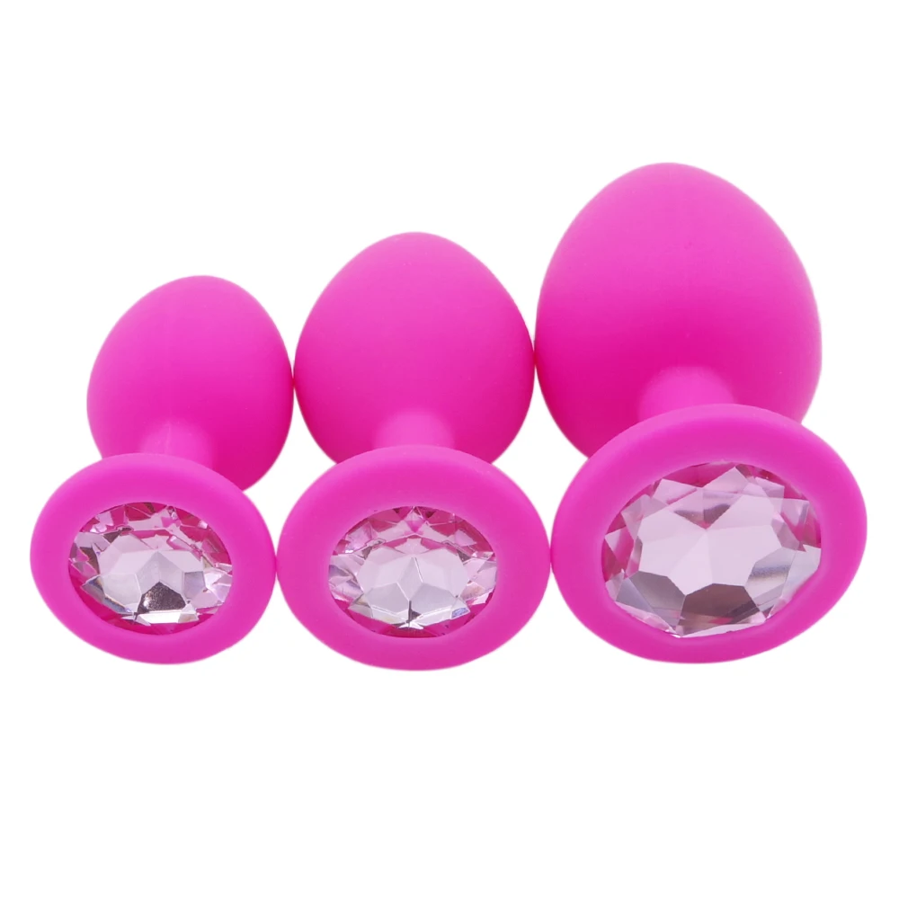 3pcs Crystal Jewelry Butt Plug Colorful Toy Massager Silicone Anal Plug Sex Toys