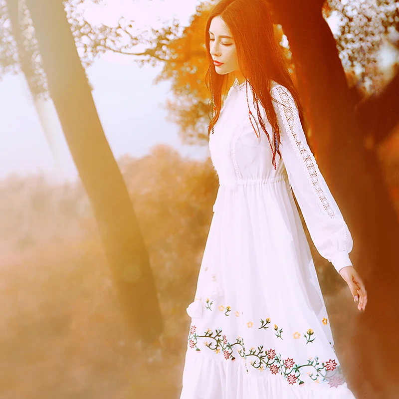 Free Shipping Fashion National Spring And Autumn Women White Embroidery Flowers Long Lartern Sleeve Lace Long Mid-calf Dresses
Free Shipping Fashion National Spring And Autumn Women White Embroidery Flowers Long Lartern Sleeve Lace Long Mid-calf Dresses