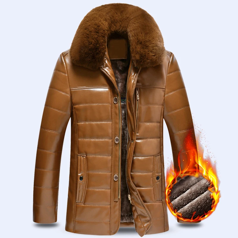 Winter Mens Jackets Coat Men's Cotton-Padded Leather Jacket Men's Plus Velvet Thicken Fashion Business Jacket Outwerwear Male
Winter Mens Jackets Coat Men's Cotton-Padded Leather Jacket Men's Plus Velvet Thicken Fashion Business Jacket Outwerwear Male