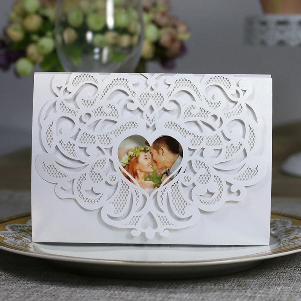 10cs Laser Cut Wedding Invitation Card Kit with Inner Sheet Envelope Heart Carved Pattern Wedding Card Engagement Party Decor
10cs Laser Cut Wedding Invitation Card Kit with Inner Sheet Envelope Heart Carved Pattern Wedding Card Engagement Party Decor