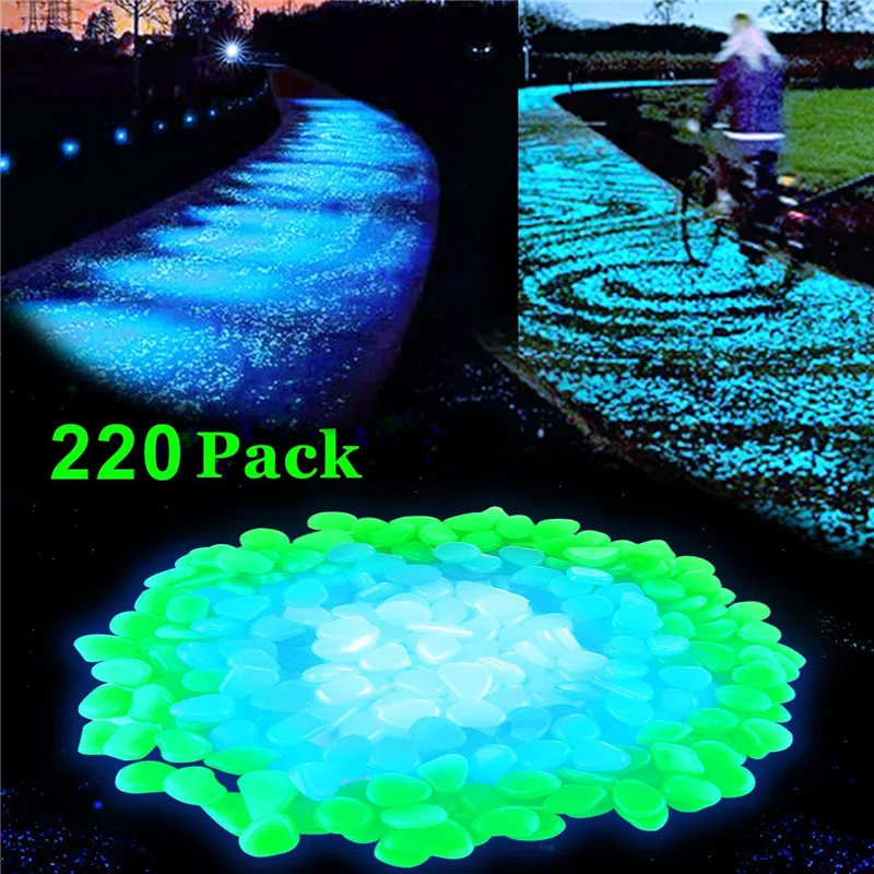 100pcs/lot Garden supplies Stone Glow in the Dark Luminous Pebbles Rocks for Walkways Fish Tank Decorations 8