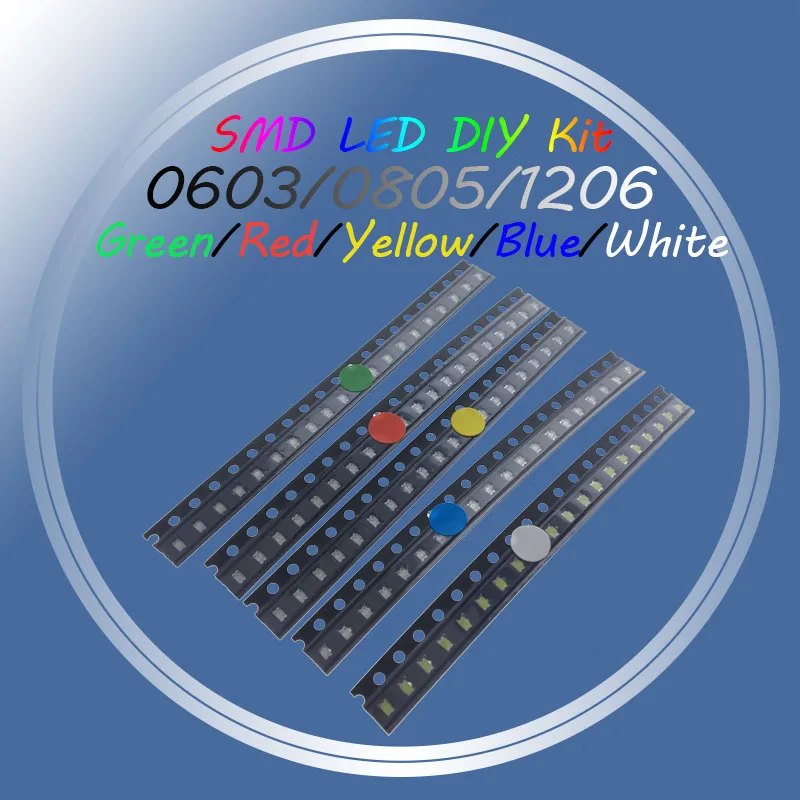 100 шт. = 5 цветов x 20 1206 0805 светодиодный Диод в ассортименте SMD комплекте