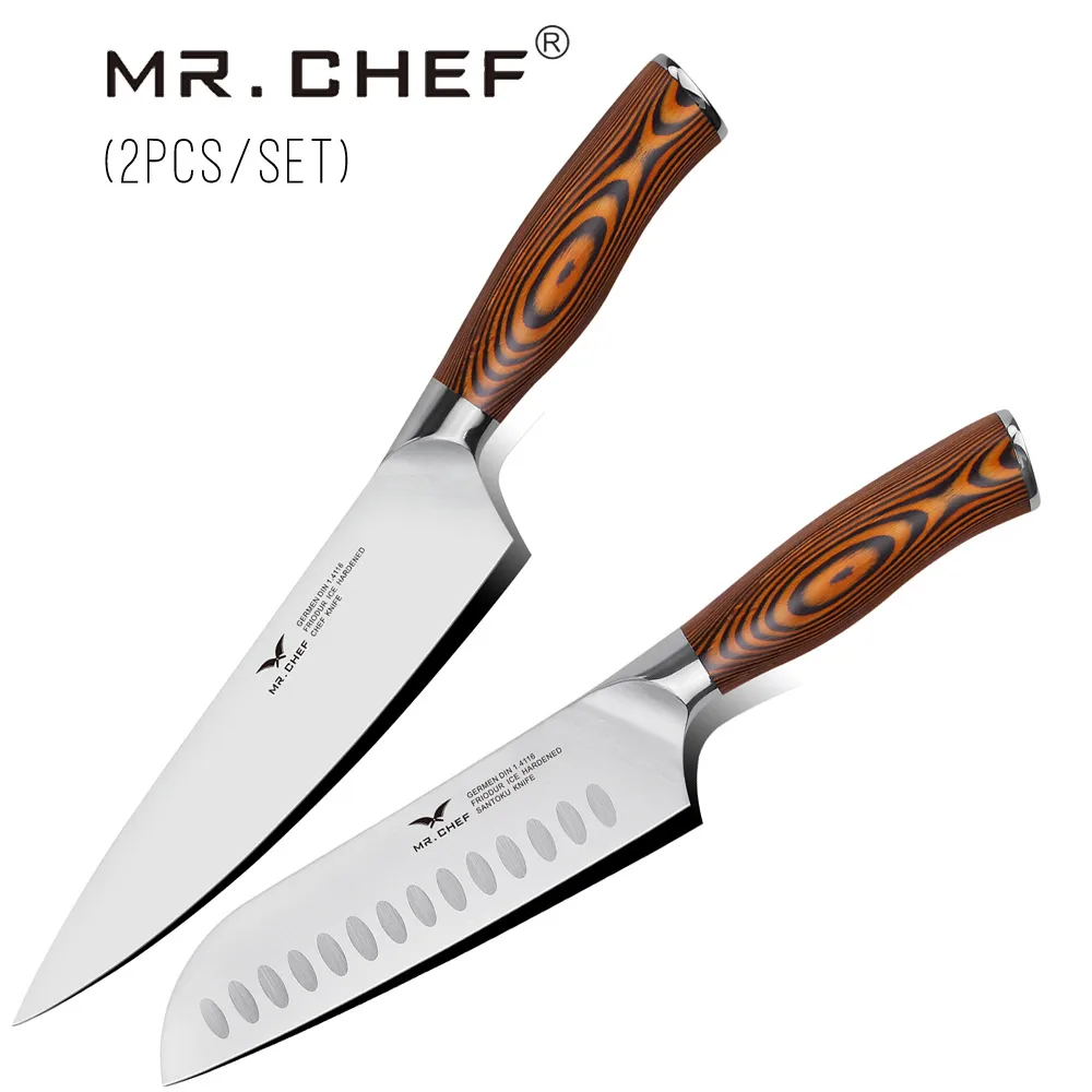 MR.CHEF 2pcs/set Sharp Knives 8inch Chef Knife+7" Santoku Cooking Tools Kitchen Cutlery High Carbon German Steel X50
MR.CHEF 2pcs/set Sharp Knives 8inch Chef Knife+7" Santoku Cooking Tools Kitchen Cutlery High Carbon German Steel X50
