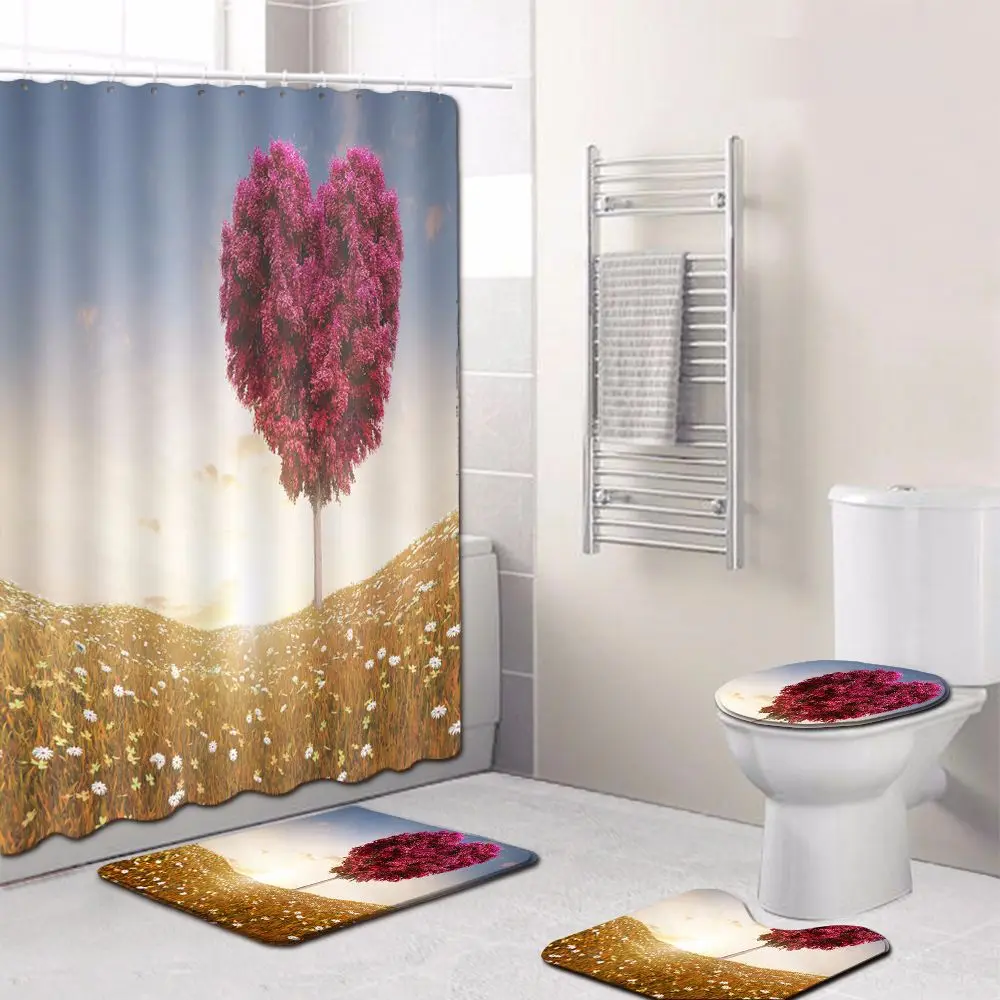 S 3D Red Heart 4 Piece Bath Mat Shower Curtain Sets Bathroom Cortinas D Bano Toilet Seat Cover Washable Pedestal Foot Pad Carpet
S 3D Red Heart 4 Piece Bath Mat Shower Curtain Sets Bathroom Cortinas D Bano Toilet Seat Cover Washable Pedestal Foot Pad Carpet