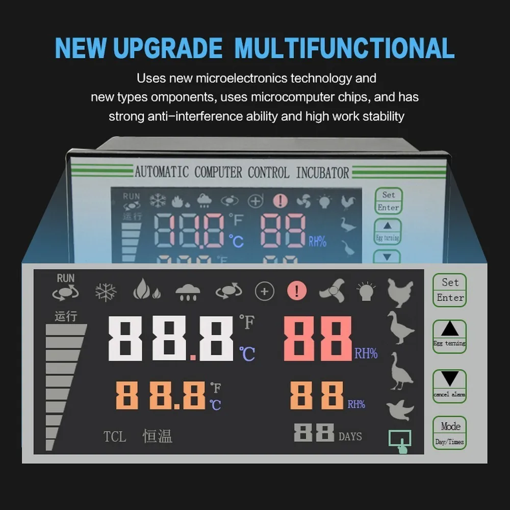 XM-18 Egg Incubator Controller Multifunction Controller Temperature Humidity Thermostat Automatic Egg Hatcher Control Farm Toos
XM-18 Egg Incubator Controller Multifunction Controller Temperature Humidity Thermostat Automatic Egg Hatcher Control Farm Toos