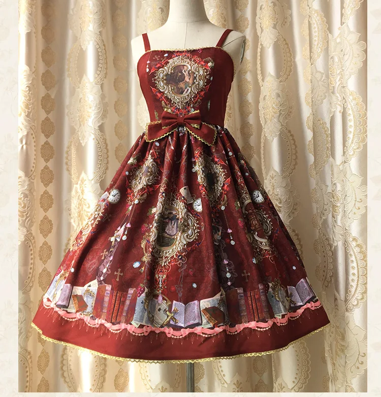 Palace Vintage Style Women's Lolita JSK Dress Slim Fit Beautiful Suspender Dress Western Painting Pictures Printed with Bow
Palace Vintage Style Women's Lolita JSK Dress Slim Fit Beautiful Suspender Dress Western Painting Pictures Printed with Bow
