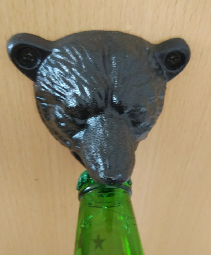 Cast Iron Bear Shaped Hang Wall Mounted Bottle Opener 1 Cast Iron Bear Shaped Hang Wall Mounted Bottle Opener 1
