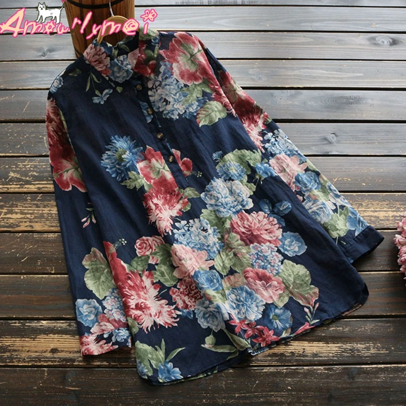 Spring Women Blouse Japanese Mori Girl Vintage Floral Print Loose Turn-down Collar Long Sleeve Cotton Linen Shirt Female Tops
Spring Women Blouse Japanese Mori Girl Vintage Floral Print Loose Turn-down Collar Long Sleeve Cotton Linen Shirt Female Tops
