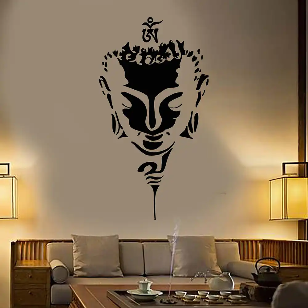仏頭顔仏教ヨガビニール壁ステッカー家の装飾リビングルームデカールdiyアート壁画壁紙 Gooum