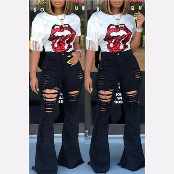 2019 Winter High Waist Black Female Flare Ripped Jeans For Women Plus Size Mom Jeans Wide Leg Flared Denim Skinny Jeans Women
2019 Winter High Waist Black Female Flare Ripped Jeans For Women Plus Size Mom Jeans Wide Leg Flared Denim Skinny Jeans Women