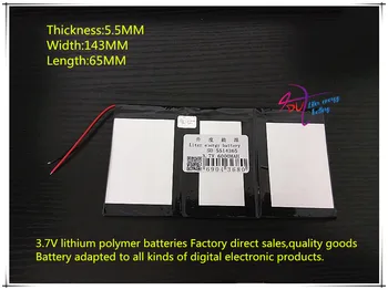 3.7V 6000mAH 5514365 Polymer lithium ion / Li-ion battery for tablet pc GPS power bank MP4 MP3
3.7V 6000mAH 5514365 Polymer lithium ion / Li-ion battery for tablet pc GPS power bank MP4 MP3