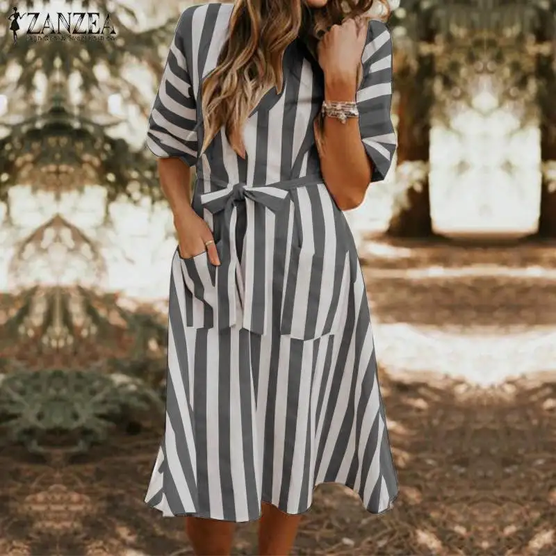 2019 Plus Size ZANZEA Summer Party Sundress Women Causal Short Sleeve Striped Cotton Linen Belt Shirt Dress Vestidos Femme Robe
2019 Plus Size ZANZEA Summer Party Sundress Women Causal Short Sleeve Striped Cotton Linen Belt Shirt Dress Vestidos Femme Robe