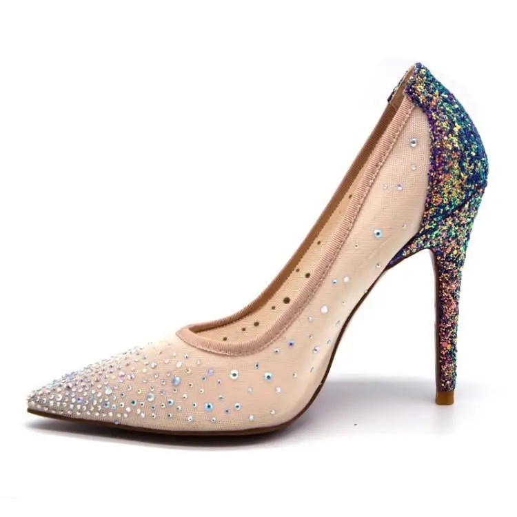 Luxury Crystal Embellishments Mesh Upper Womens Pumps Pointed Toe Sequined Glitter Back High Heels Bride Wedding Shoes Stiletto
Luxury Crystal Embellishments Mesh Upper Womens Pumps Pointed Toe Sequined Glitter Back High Heels Bride Wedding Shoes Stiletto