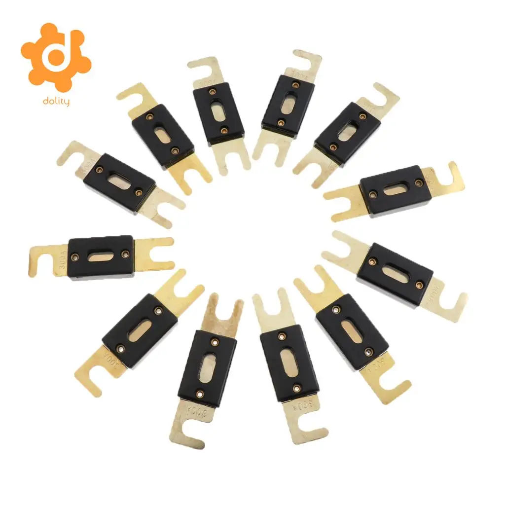 12 Pieces Car Stereo Audio Electrical Flat ANL Blade Fuse 300AMP Gold Plated