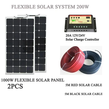 200w solar system kits; 2pcs 100w flexible solar panel; 20A solar charge controller; 5M red and 5M black solar cable
200w solar system kits; 2pcs 100w flexible solar panel; 20A solar charge controller; 5M red and 5M black solar cable