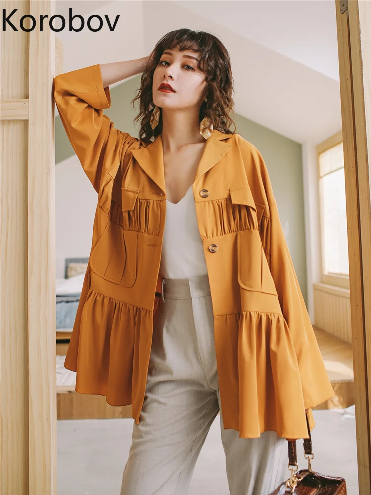 Korobov Fashion Vintage Pockets Ruffles Women Coats Korean Long Sleeve Loose Jackets Turn-down Collar Wrinkle Coat Mujer 78146
Korobov Fashion Vintage Pockets Ruffles Women Coats Korean Long Sleeve Loose Jackets Turn-down Collar Wrinkle Coat Mujer 78146