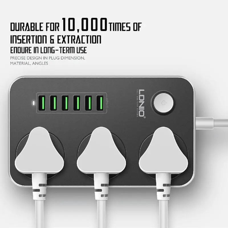 Power Strips 3 Way Outlets 6 USB Ports Surge Protection Universal UK Plugs Socket Bold Extension Cord
Power Strips 3 Way Outlets 6 USB Ports Surge Protection Universal UK Plugs Socket Bold Extension Cord