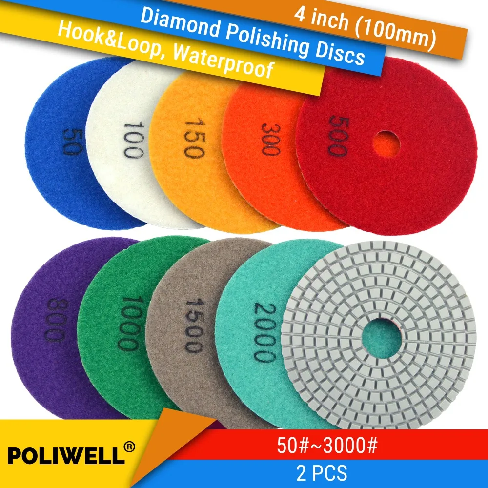 2PCS 4 Inch(100mm) Diamond Hook&Loop Wet/Dry Abrasive Discs For Granite Stone Concrete Marble Surface Polishing Conditioning
2PCS 4 Inch(100mm) Diamond Hook&Loop Wet/Dry Abrasive Discs For Granite Stone Concrete Marble Surface Polishing Conditioning