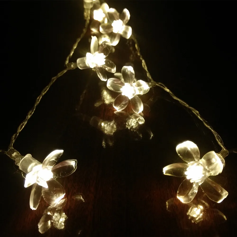 LED String Light Colorful Cherry Blossom Flower Fairy LED Christmas Lights For Garland Decoration Lamp- warm white lighting 1-3
