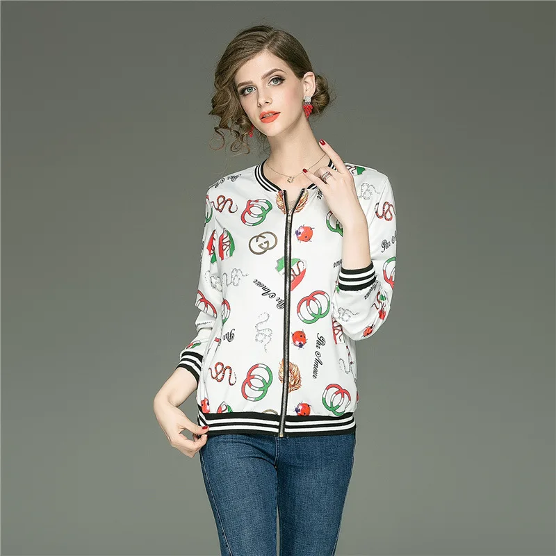New Fashion Spring Autumn Round Neck Slim Printed Ladies Bomber Jacket Women Short Coat with Zipper Long Sleeve Outerwear NO913
New Fashion Spring Autumn Round Neck Slim Printed Ladies Bomber Jacket Women Short Coat with Zipper Long Sleeve Outerwear NO913