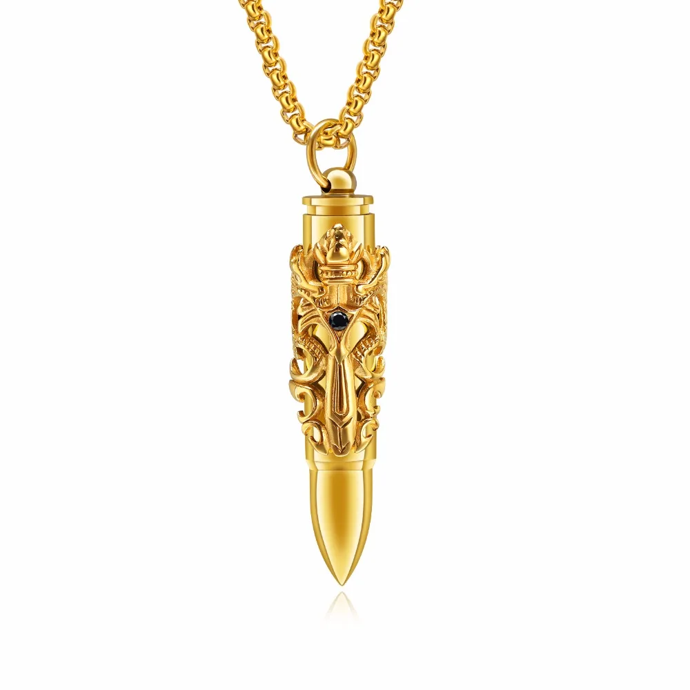 58mm Bullet Shaped Gothic Dragon Sword Medieval Renaissance Cremation Urn Pendant Necklace in Stainless Steel - Silver, Gold
58mm Bullet Shaped Gothic Dragon Sword Medieval Renaissance Cremation Urn Pendant Necklace in Stainless Steel - Silver, Gold