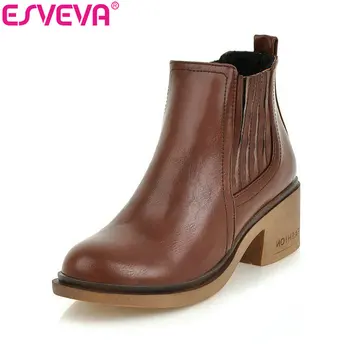ESVEVA 2019 Women Shoes Elastic Band Short Plush PU Square High Heels Winter Shoes Ankle Boots Woman Solid Round Toe Boots 34-43 
ESVEVA 2019 Women Shoes Elastic Band Short Plush PU Square High Heels Winter Shoes Ankle Boots Woman Solid Round Toe Boots 34-43