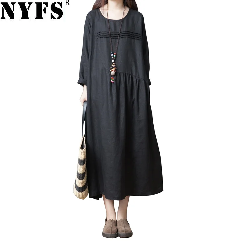 NYFS 2019 New Spring Autumn dress Vintage Cotton Linen Women Dress Loose comfortable Solid Long Dress Vestidos Robe Dresses
NYFS 2019 New Spring Autumn dress Vintage Cotton Linen Women Dress Loose comfortable Solid Long Dress Vestidos Robe Dresses