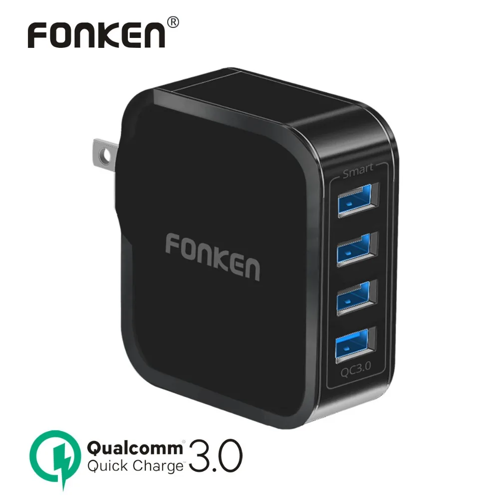 FONKEN 4 Port Quick Charge 3.0 USB Charger Universal QC3.0 Fast Wall Charger 35W fold US Plug Mobile Phone USB Travel Adapter
FONKEN 4 Port Quick Charge 3.0 USB Charger Universal QC3.0 Fast Wall Charger 35W fold US Plug Mobile Phone USB Travel Adapter