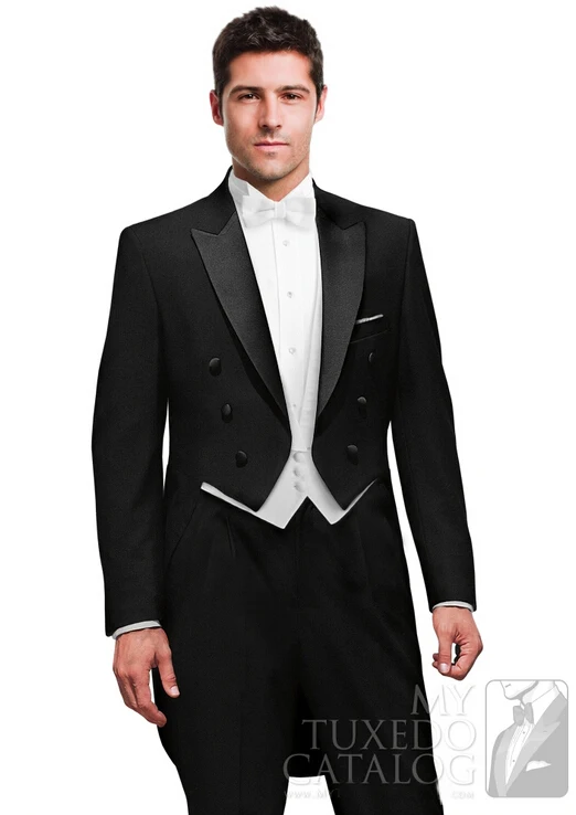 Free shipping Custom made swallow-tailed coat black tuxedos with black satin on the peak lapel(Jacket +pants)
Free shipping Custom made swallow-tailed coat black tuxedos with black satin on the peak lapel(Jacket +pants)